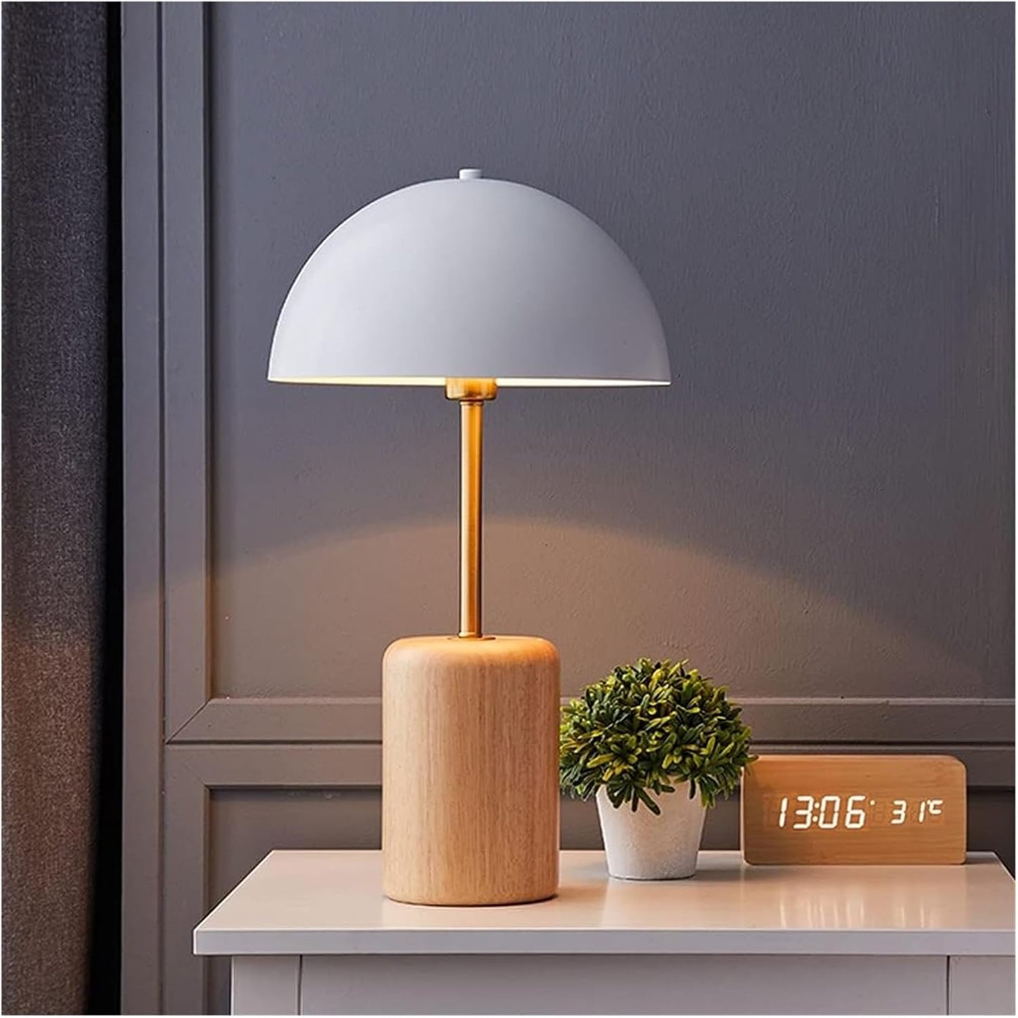 Minimalistisch Design Tafellamp in Hout en Metaal