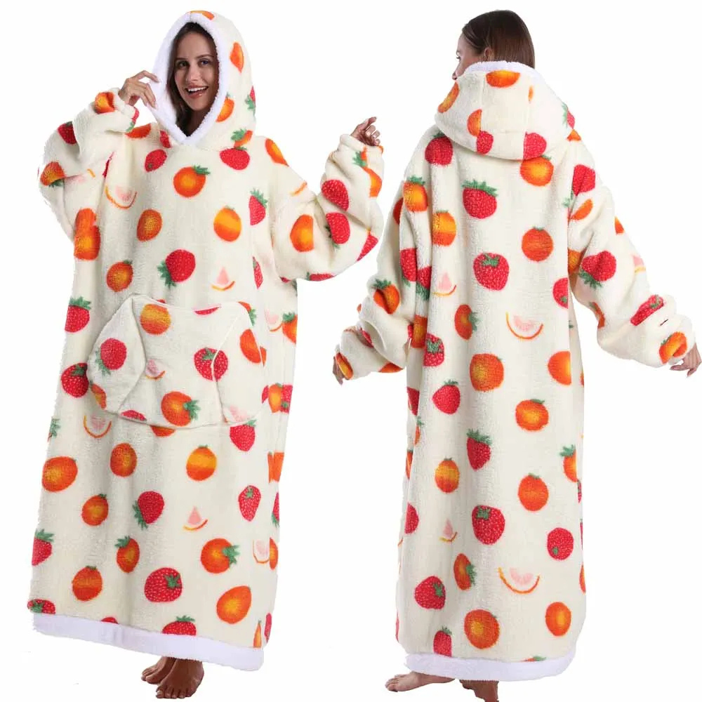 Deken Hoodie Oversized Flanel Draagbaar Warm