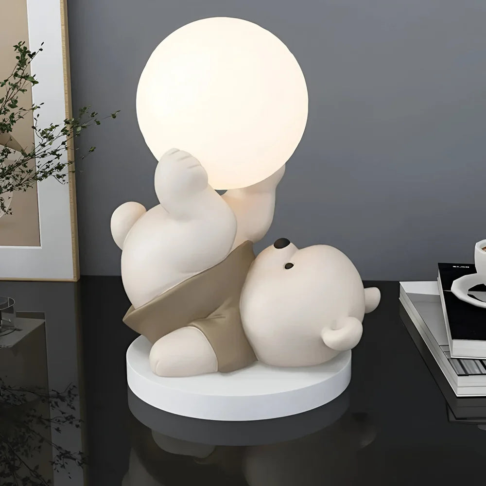 Moderne Betoverende Teddybeer Maan Tafellamp