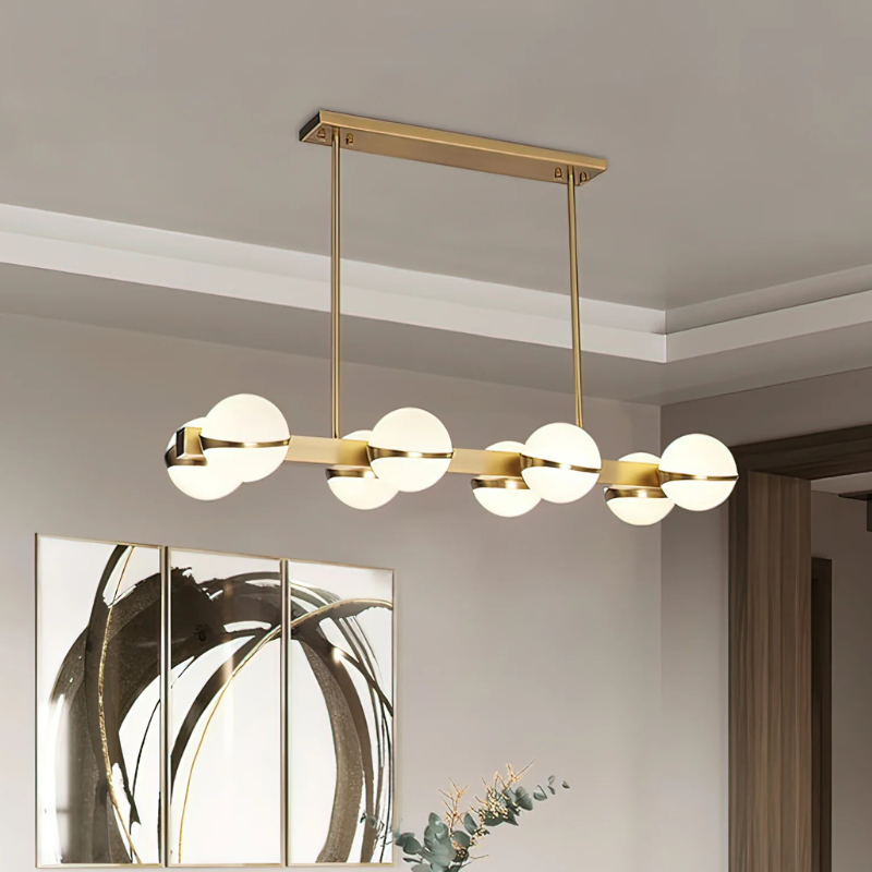 Minimalistische Luxe Messing & Glas Chandelier