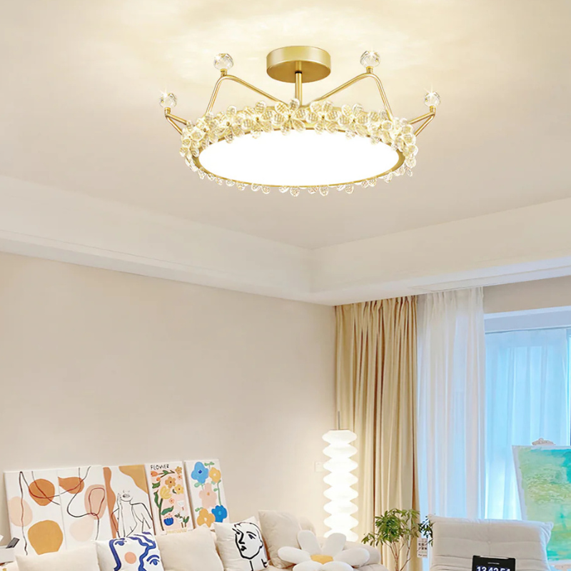 Bloem Bladkroon Plafondlamp met  Gouden Afwerking