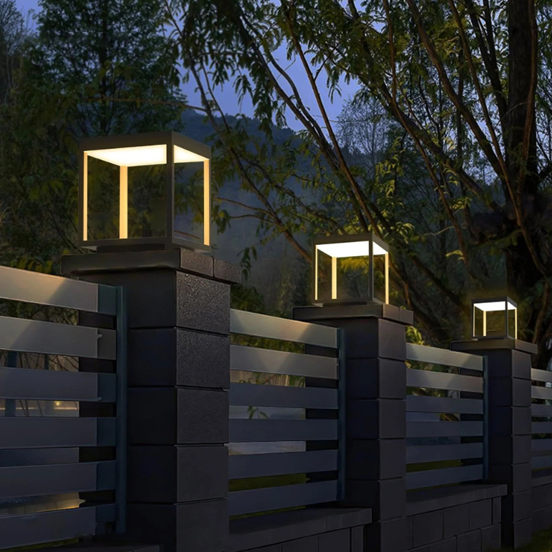 Moderne Vierkante Frame Zonne-Energie Buitenlamp