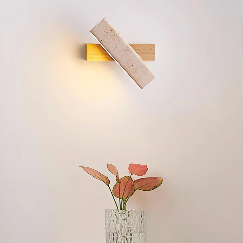 Rectangle Wandlamp van Travertijn & Hout