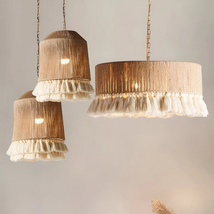 Boho Vintage Hennep Touw Tassel Kroonluchter