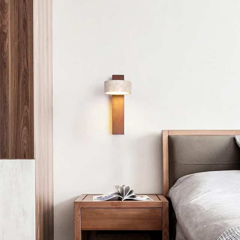 Japanse Stijl Wandlamp | Wabi Sabi Steen & Hout Elegantie