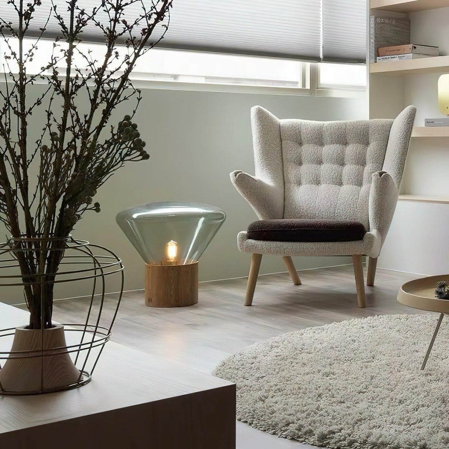 Stijlvolle Glas & Hout Combinatie Tafellamp
