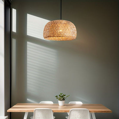 Rotan Hanglamp met Stoffen Kap