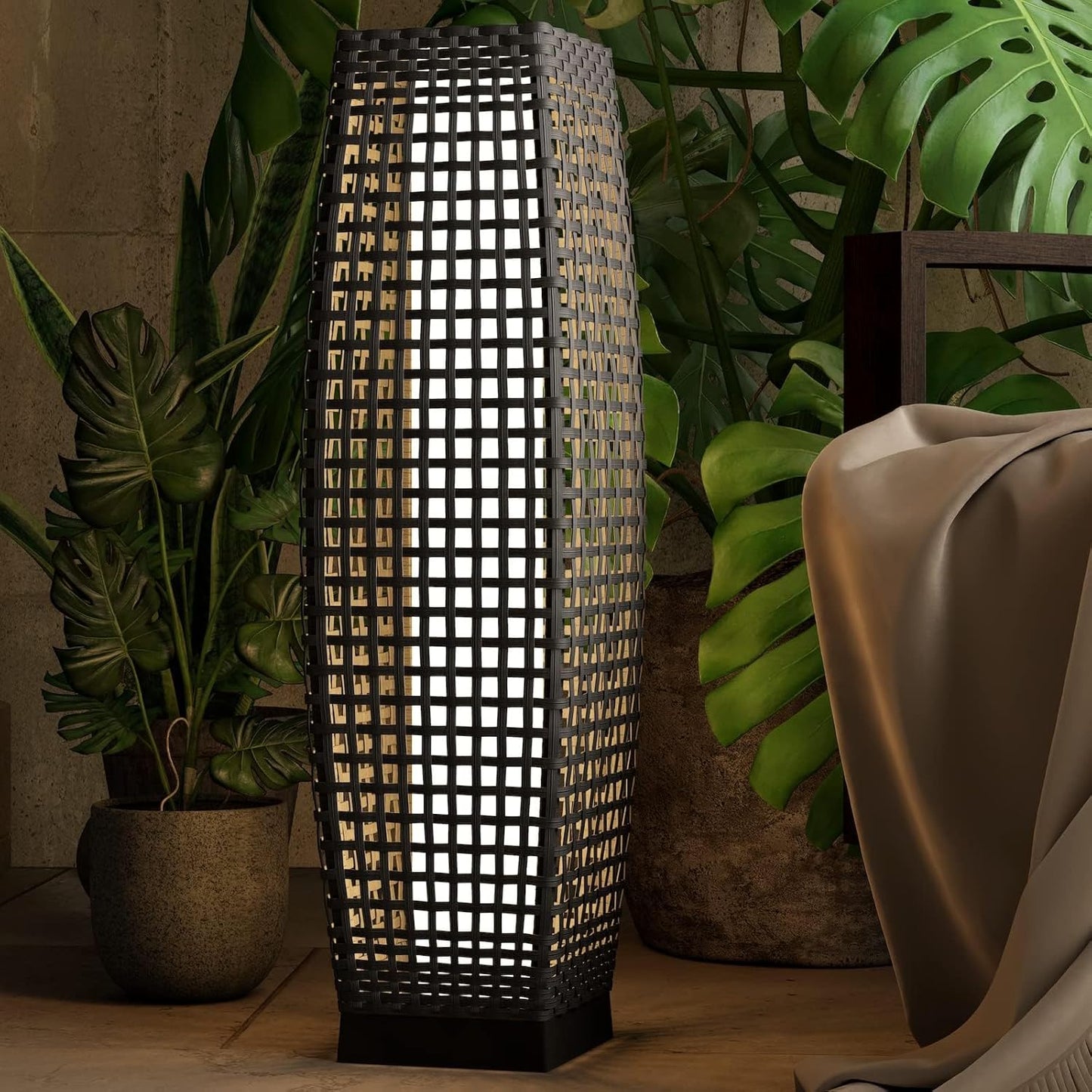 Imitatie Rotan Zonne-Energie Buiten Vloerlamp