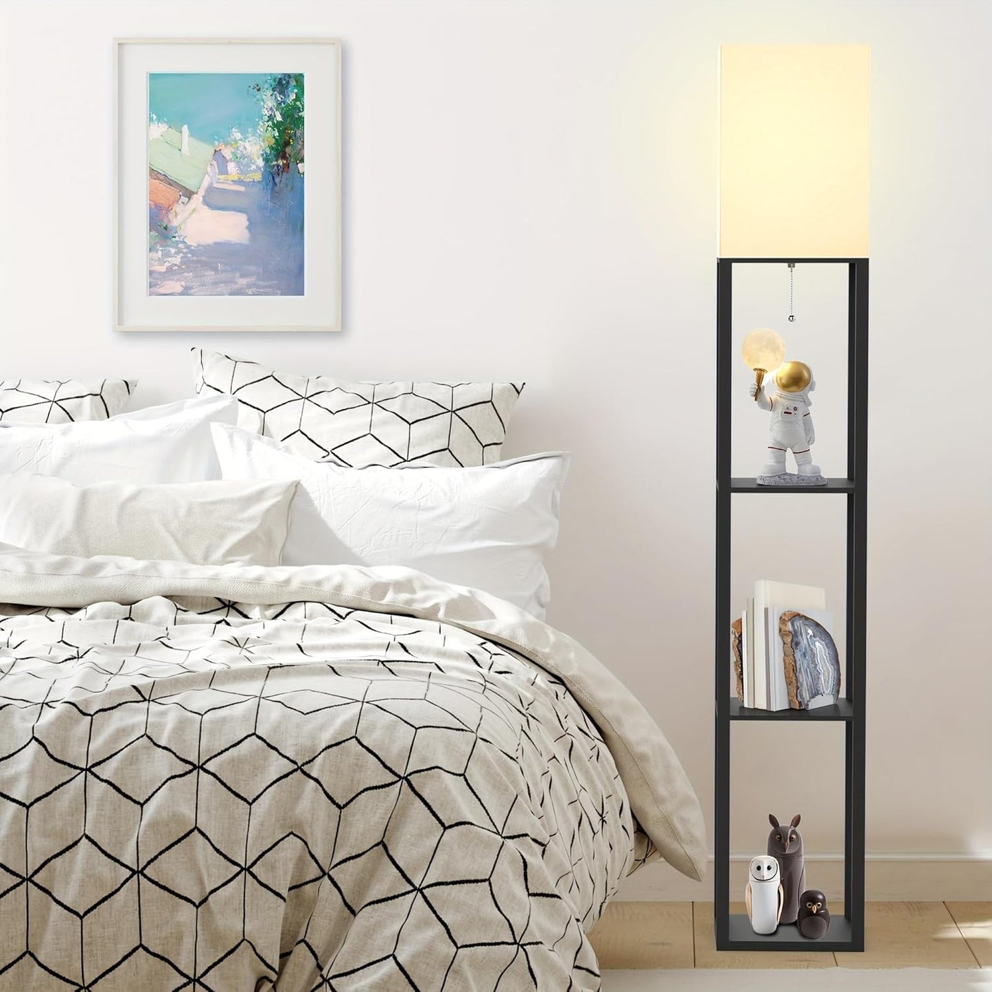 Boekenkast met Ingebouwde Lamp met Opbergrekken