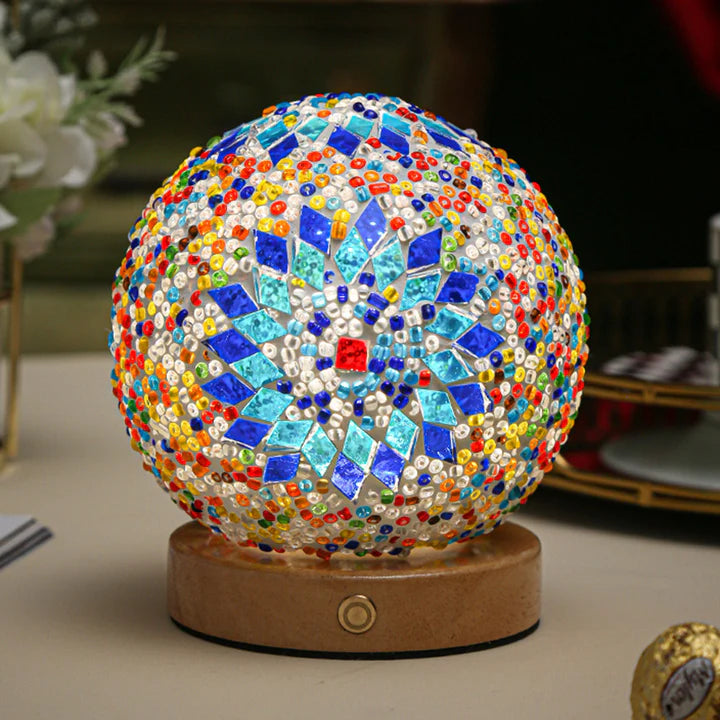GlitzOrb Boho Mozaïek Glasbol Nachtlamp