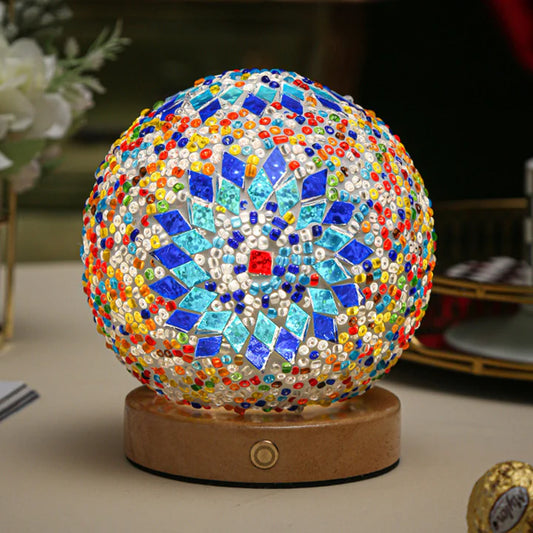 GlitzOrb Boho Mozaïek Glasbol Nachtlamp