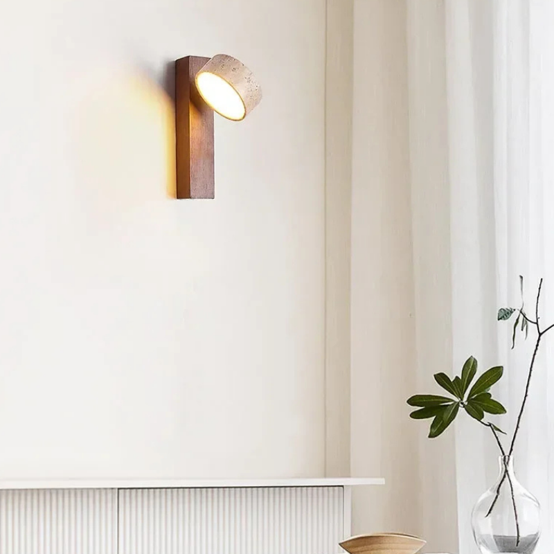 Japanse Stijl Wandlamp | Wabi Sabi Steen & Hout Elegantie
