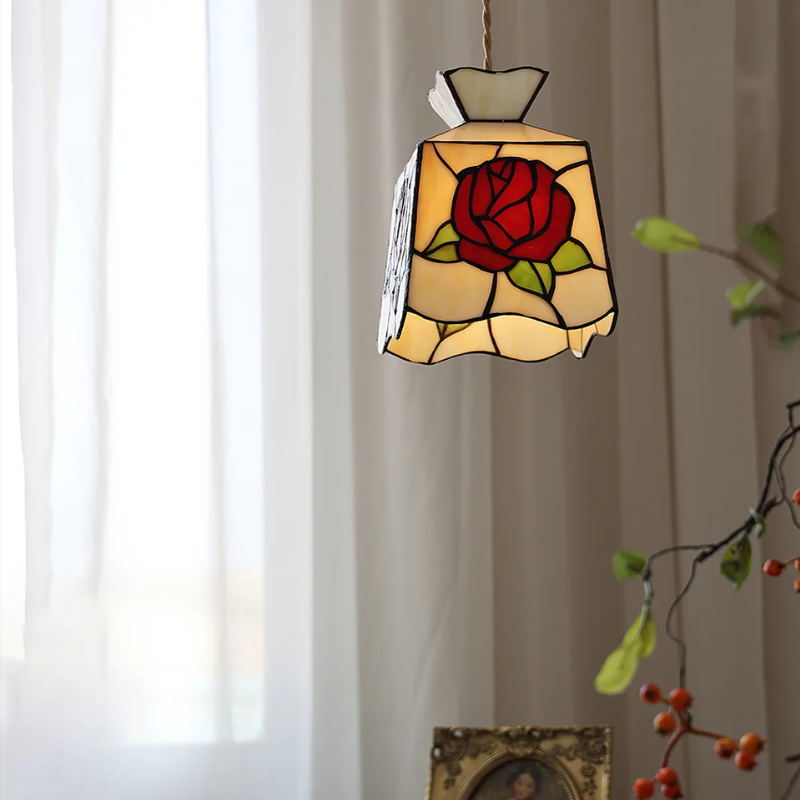 Moderne Rose Glas Tiffany Hanglamp