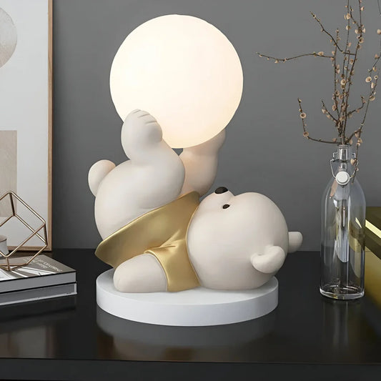 Moderne Betoverende Teddybeer Maan Tafellamp