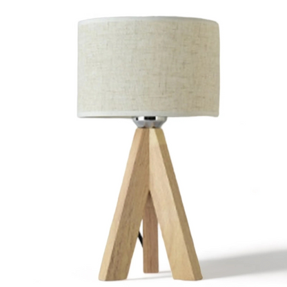 Houten Tafellamp met Zwart-Witte Stoffen Kap