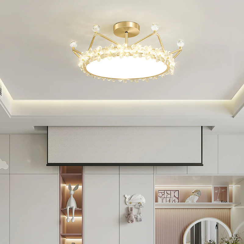 Bloem Bladkroon Plafondlamp met  Gouden Afwerking