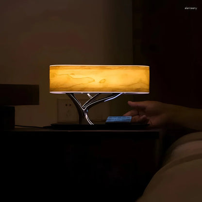 GlowSync Licht & Sound Tafel Lamp met Draadloze Oplader