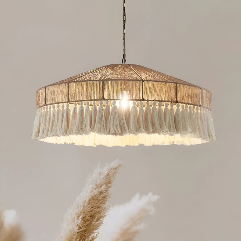 Boho Vintage Hennep Touw Tassel Kroonluchter