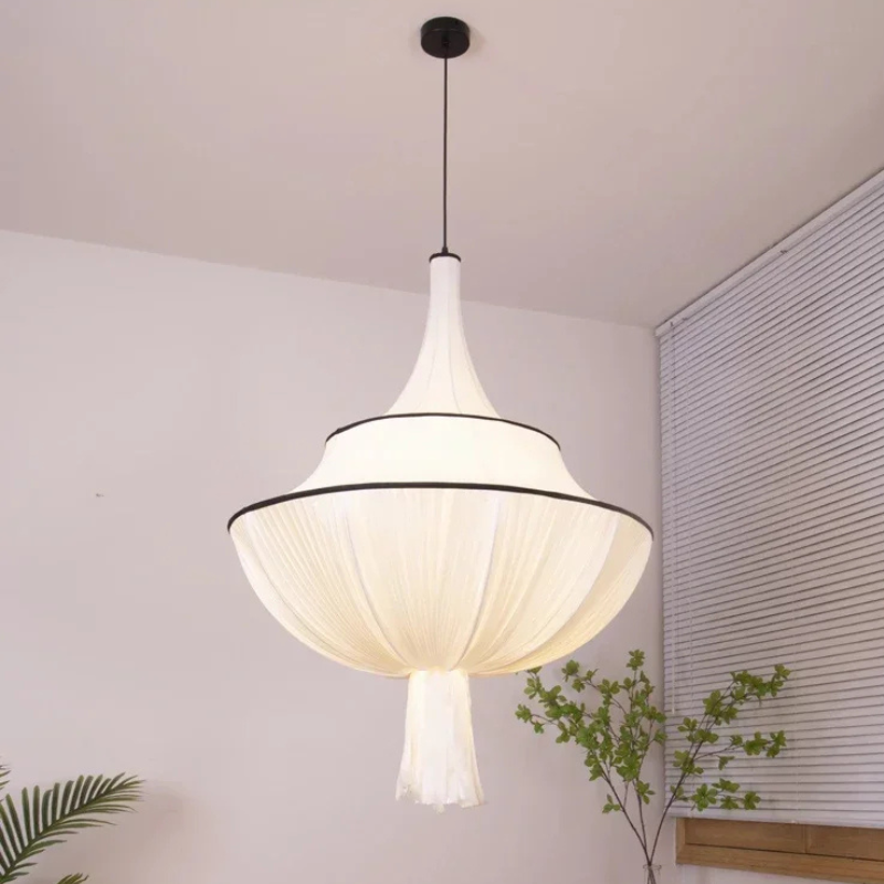 Franse Stijl Stoffen KapHanglamp met Warme Licht