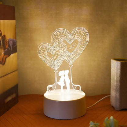 3D Nachtlamp voor Stellen – Romantische Sfeerverlichting voor Slaapkamer & Feestdagen