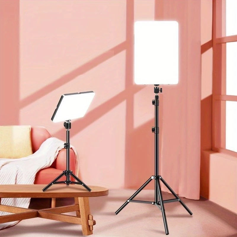 LumaGlow | Live Streaming Plat paneel Ringlamp met Statief en USB-Aansluiting