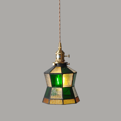 Luxe Walnoothouten Glazen Hanglamp