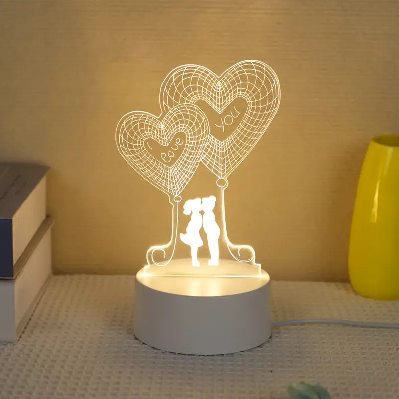3D Nachtlamp voor Stellen – Romantische Sfeerverlichting voor Slaapkamer & Feestdagen