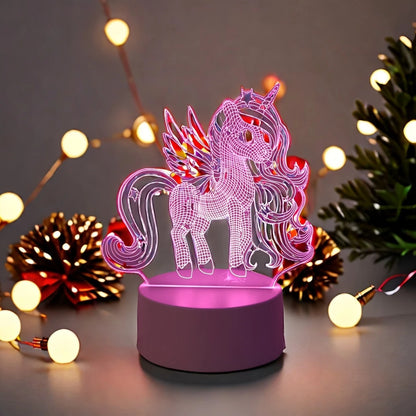Schattig 3D Eenhoorn Nachtlampje - USB Roze Stemming Tafellampje