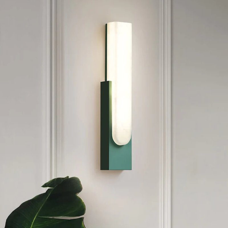 Luxe Alabaster Wandlamp met Natuurlijk Marmerpatroon