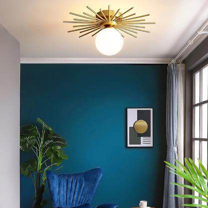 Starburst Luxe Plafondlamp van Messing & Glas