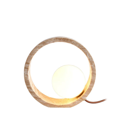 Q Circle Tafellamp 25 cm Natuurlijke Travertijn Elegantie