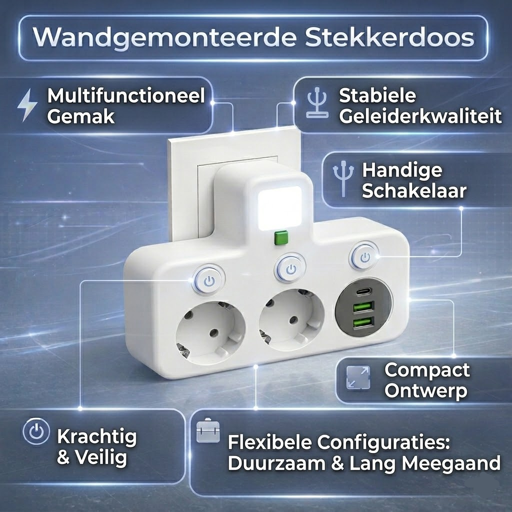 Stekkerdoos Stopcontact USB Type C Oplaadstation Wandcontactdoos