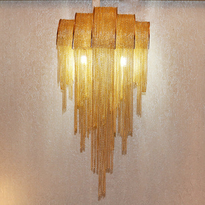 Luxe Ambockel Wandlamp met Aluminium Kettingdetails