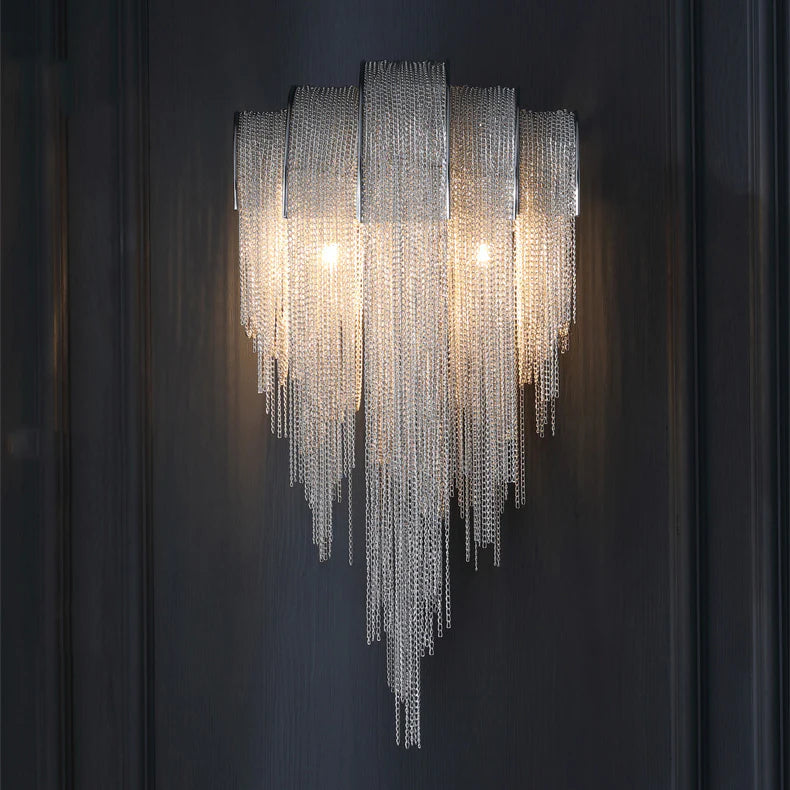 Luxe Ambockel Wandlamp met Aluminium Kettingdetails