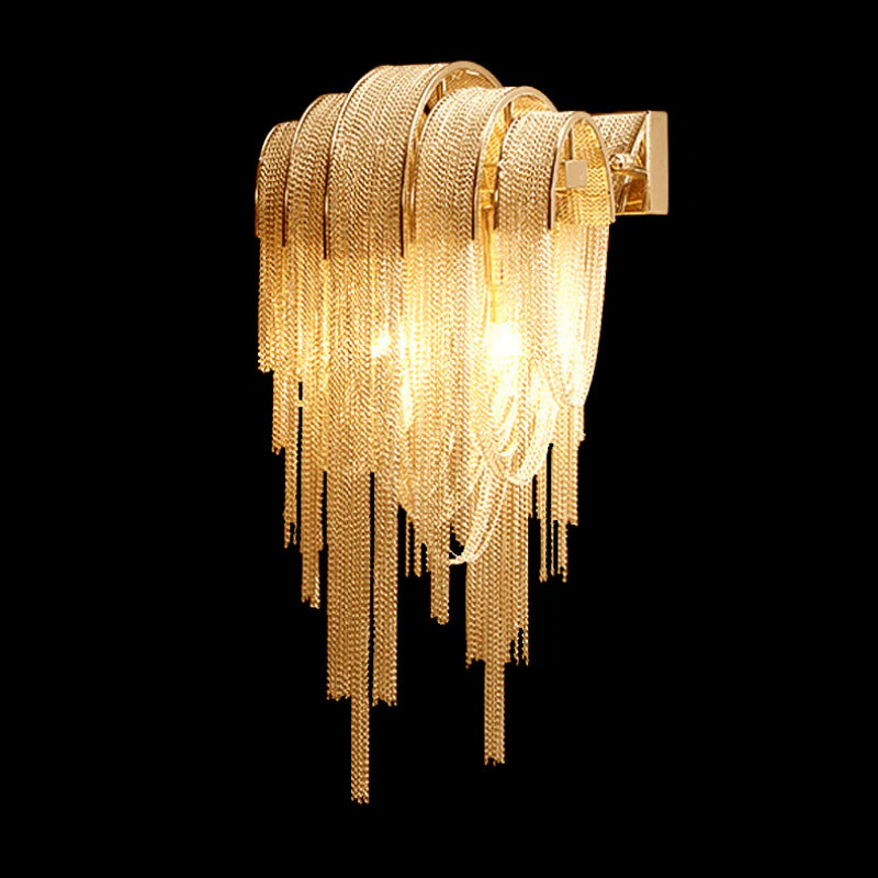 Luxe Ambockel Wandlamp met Aluminium Kettingdetails