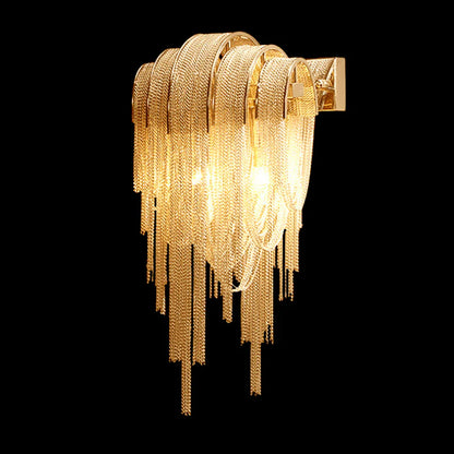 Luxe Ambockel Wandlamp met Aluminium Kettingdetails