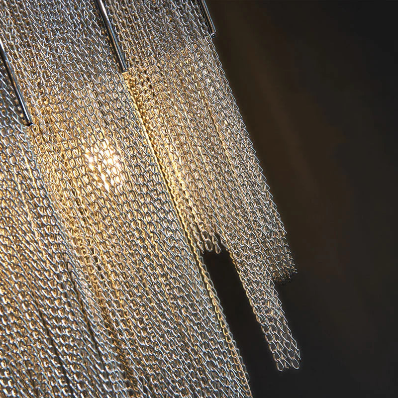 Luxe Ambockel Wandlamp met Aluminium Kettingdetails
