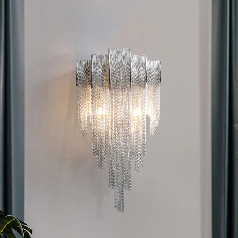Luxe Ambockel Wandlamp met Aluminium Kettingdetails