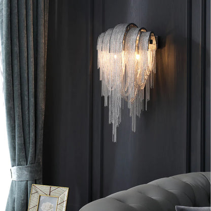 Luxe Ambockel Wandlamp met Aluminium Kettingdetails