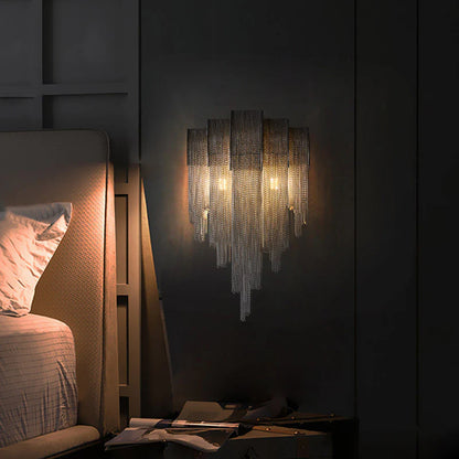 Luxe Ambockel Wandlamp met Aluminium Kettingdetails