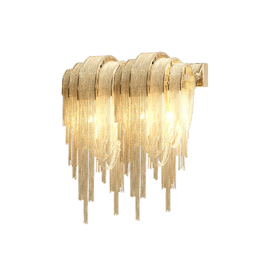 Luxe Ambockel Wandlamp met Aluminium Kettingdetails