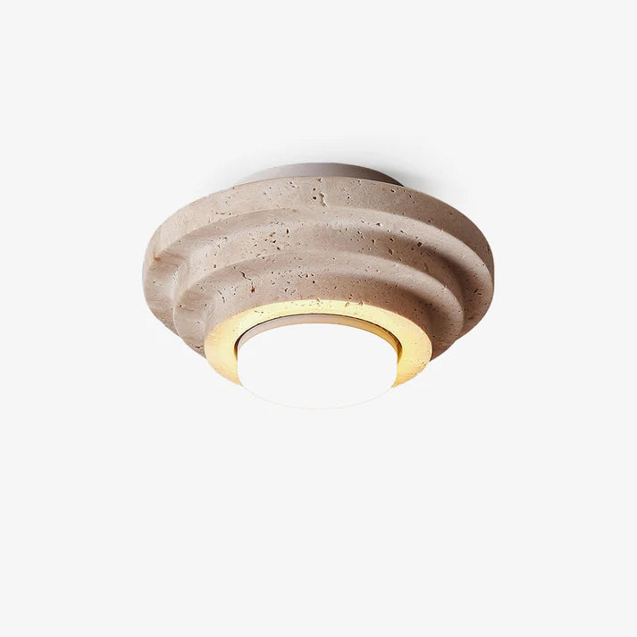 Gele Travertin Plafondlamp met Warme Gloed