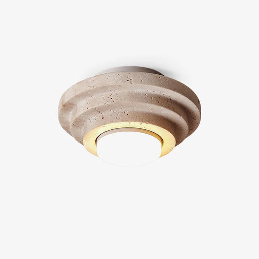 Gele Travertin Plafondlamp met Warme Gloed
