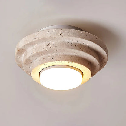 Gele Travertin Plafondlamp met Warme Gloed