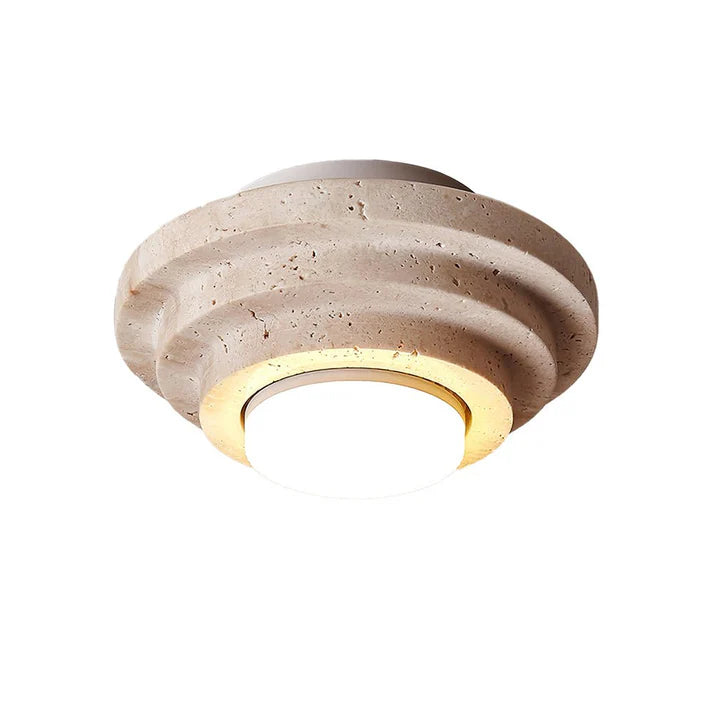Gele Travertin Plafondlamp met Warme Gloed