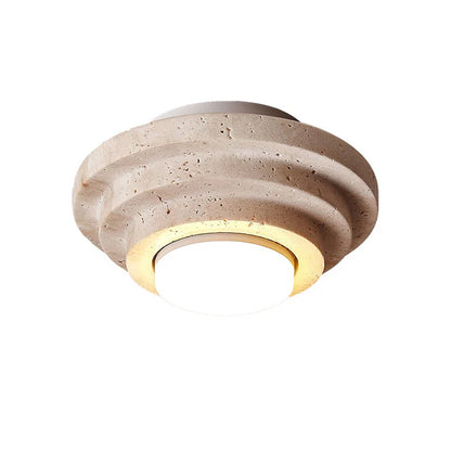 Gele Travertin Plafondlamp met Warme Gloed