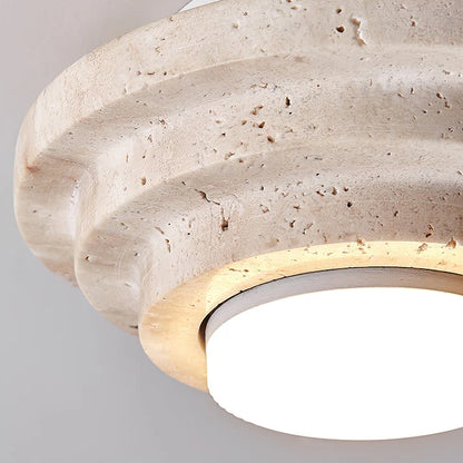 Gele Travertin Plafondlamp met Warme Gloed