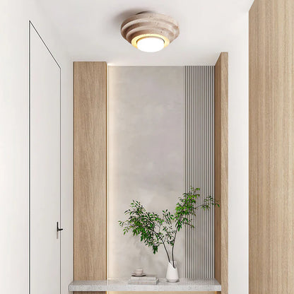 Gele Travertin Plafondlamp met Warme Gloed