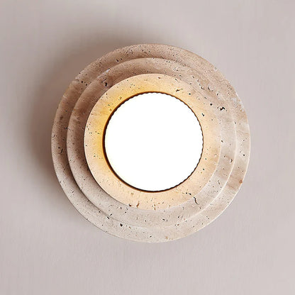 Gele Travertin Plafondlamp met Warme Gloed