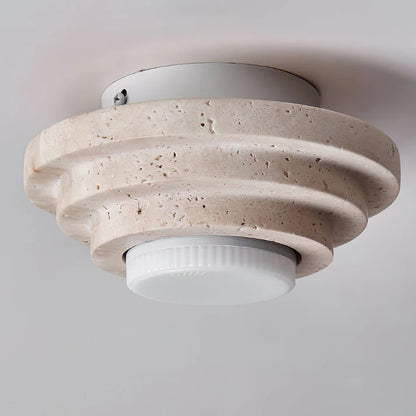Gele Travertin Plafondlamp met Warme Gloed